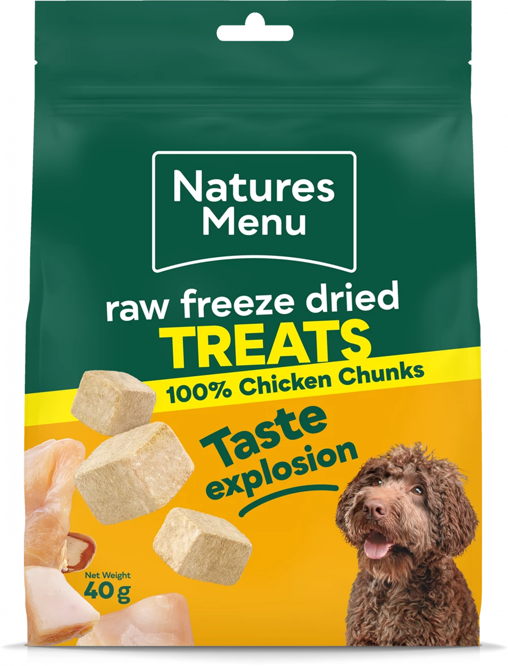 Natures Menu Raw Freeze Dried 100% Chicken Chunks Dog Treats 40g.