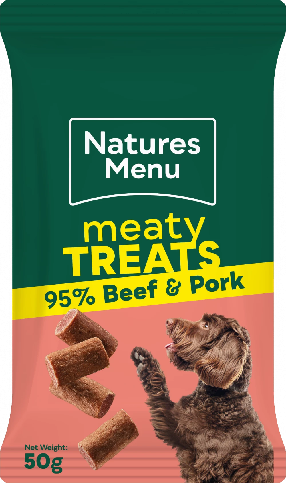 Natures Menu Meaty Treats Beef & Pork Dog Treats 50g.