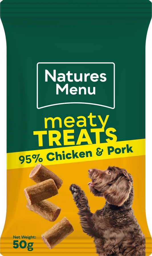 Natures Menu Meaty Treats Chicken & Pork Dog Treats 50g.