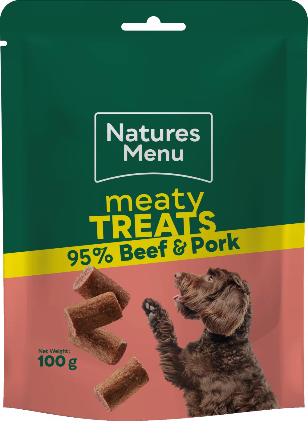 Natures Menu Meaty Treats Beef & Pork Dog Treats 100g.