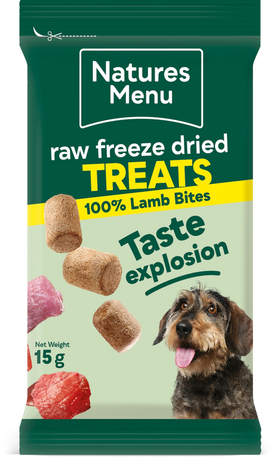 Natures Menu Raw Freeze Dried 100% Lamb Bites Dog Treats 15g.
