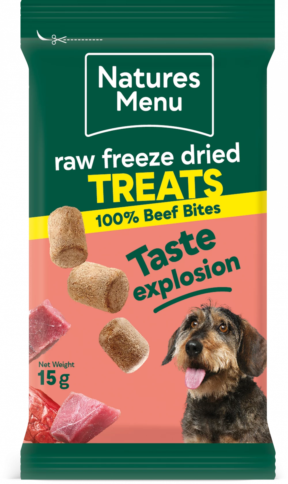 Natures Menu Raw Freeze Dried 100% Beef Bites Dog Treats 15g.