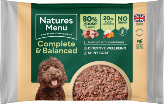 *FROZEN Natures Menu Complete & Balanced Goose & Turkey Dog Food 500g.