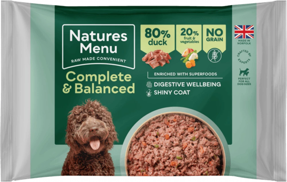*FROZEN Natures Menu Complete & Balanced Duck Dog Food 500g.