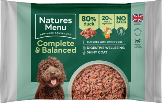 *FROZEN Natures Menu Complete & Balanced Duck Dog Food 500g.
