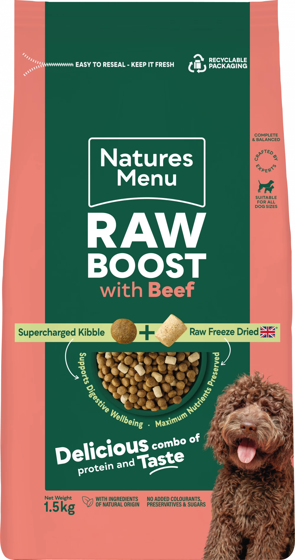 Natures Menu Raw Boost Beef Dog Food 1.5kg.