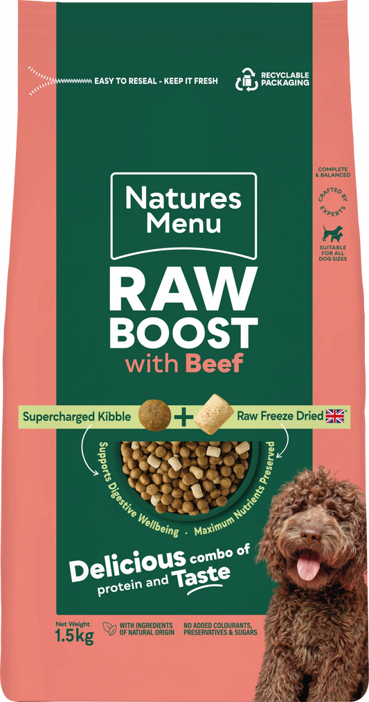 Natures Menu Raw Boost Beef Dog Food 1.5kg.
