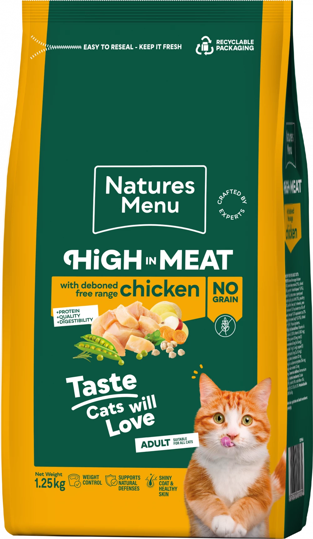 Natures Menu High In Meat No Grain Chicken Cat Food 1.25kg.