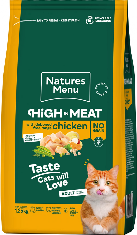 Natures Menu High In Meat No Grain Chicken Cat Food 1.25kg.