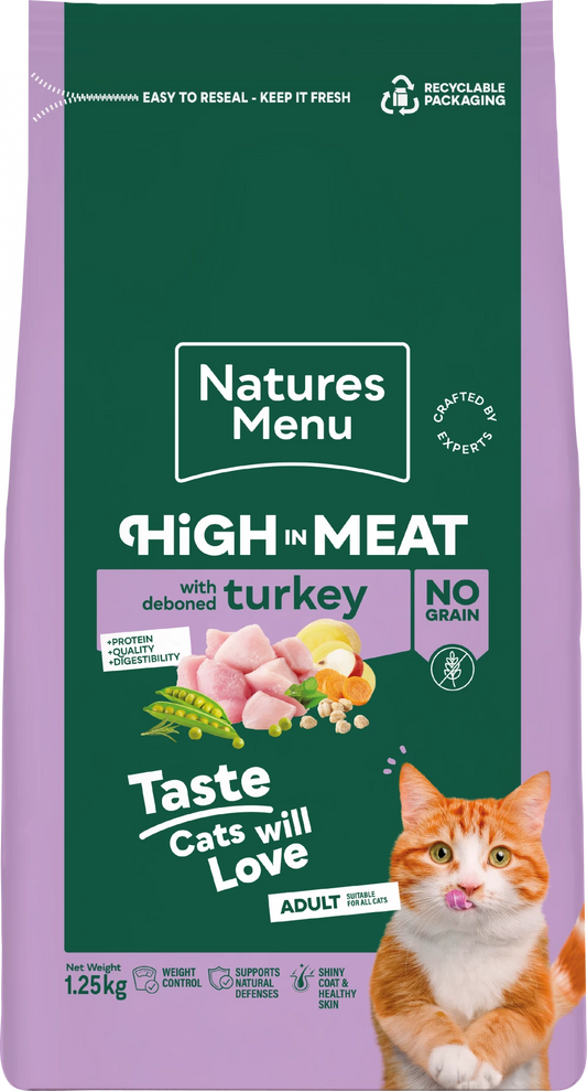 Natures Menu High In Meat No GrainTurkey Cat Food 1.25kg.