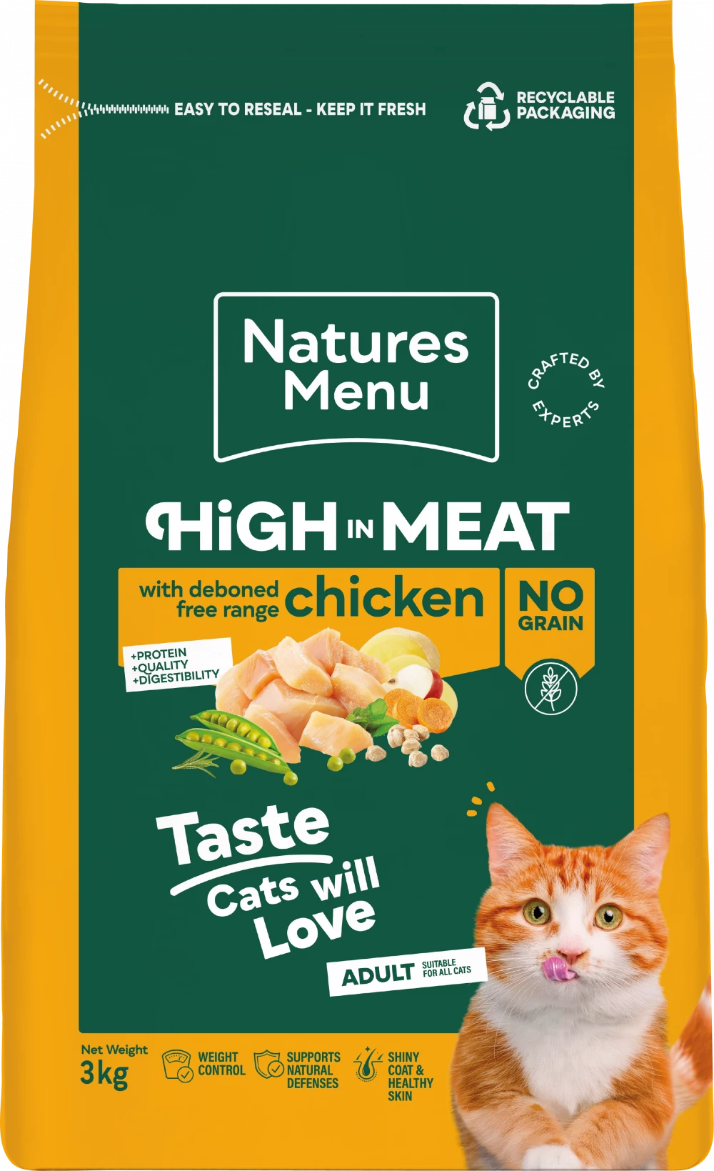 Natures Menu High In Meat No Grain Chicken Cat Food 3kg.