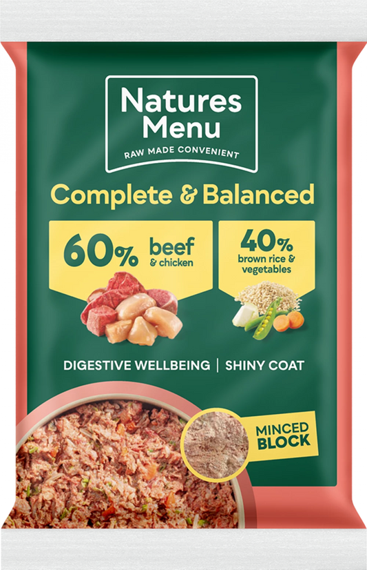 *FROZEN Natures Menu Complete & Balanced Beef Dog Food 300g.