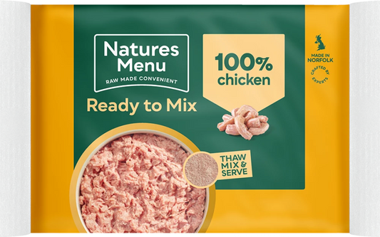 *FROZEN Natures Menu Ready to Mix Block Chicken Dog Food 400g.