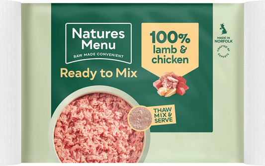 *FROZEN Natures Menu Ready to Mix Block Lamb Dog Food 400g.