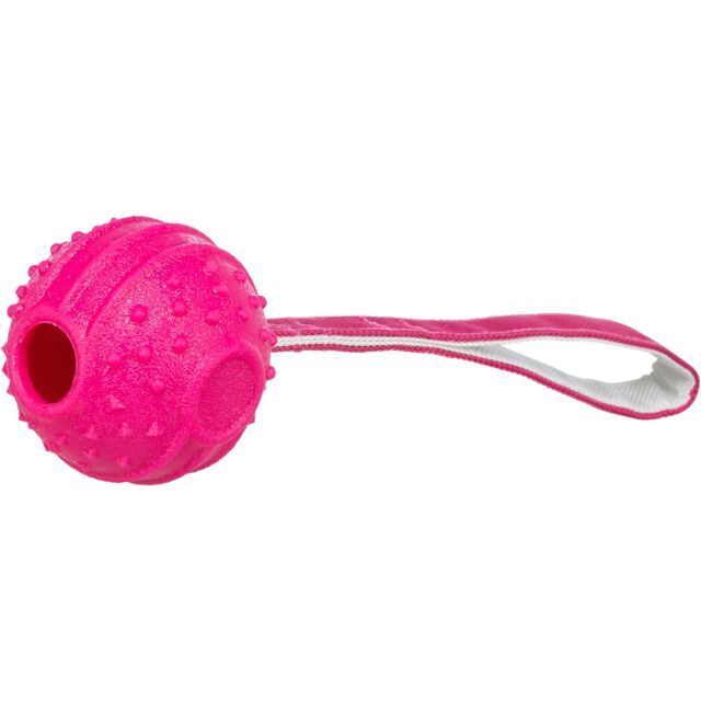 Trixie Dog toy Soft & Strong TPR ball on a strap