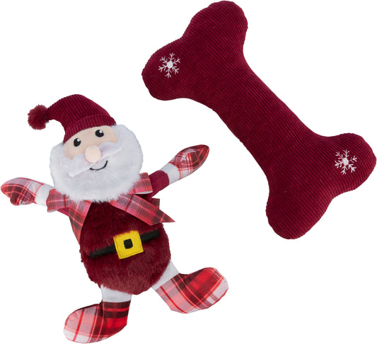 Trixie Christmas Gift Set Bone & Santa Dog Toys 30cm.