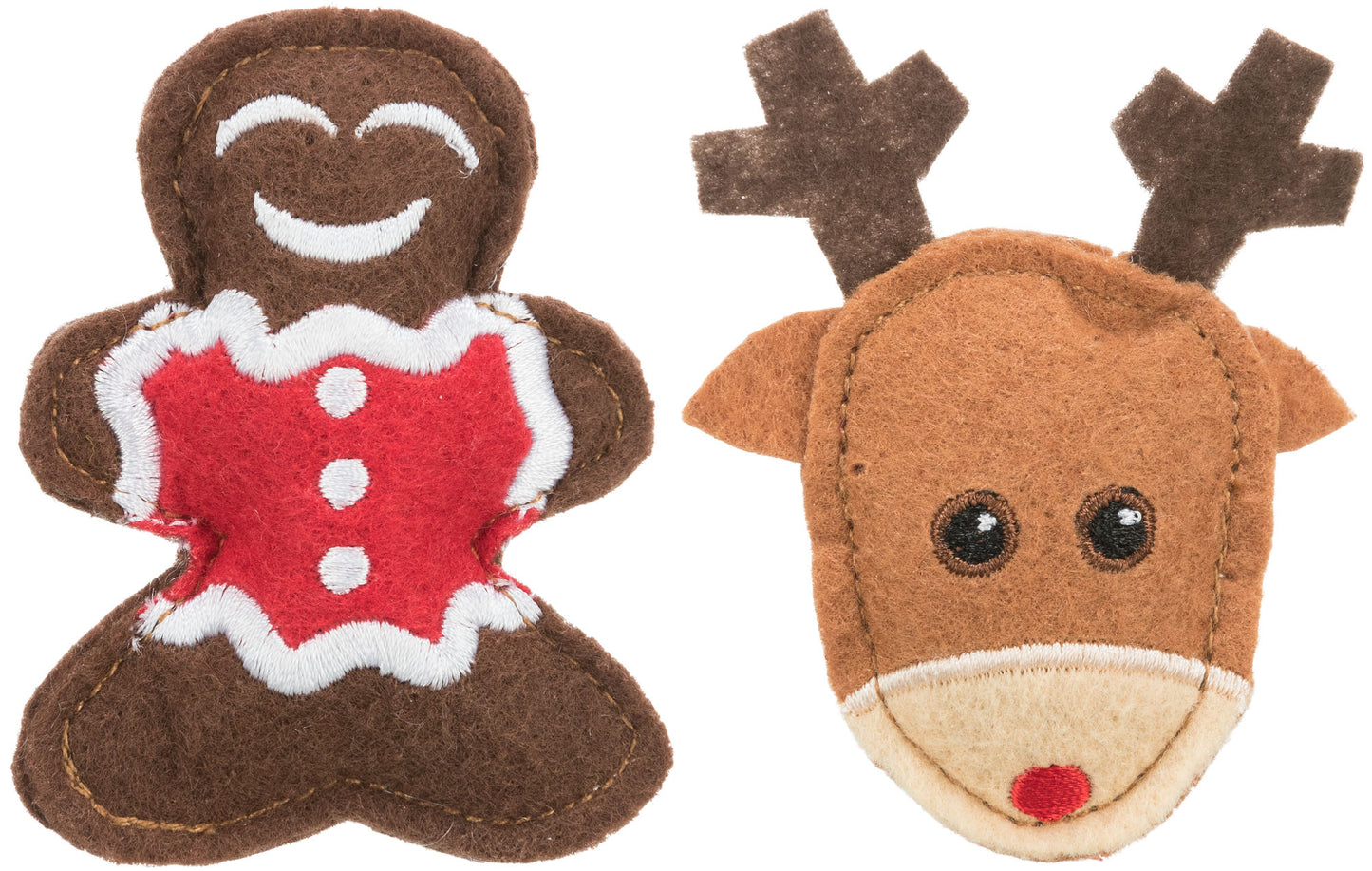 Trixie Christmas Elf & Gingerbread Figures. Cat Toys 8cm. 2 pieces