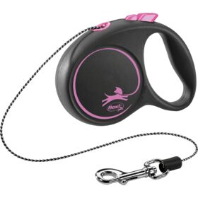 flexi BLACK DESIGN Cord Leash XS 3m. 8kg. Dog Lead pink