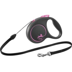 flexi BLACK DESIGN Cord Leash S 5m. 12kg. Dog Lead pink