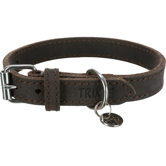 Trixie Rustic Greased Leather Dog Collar L-XL grey