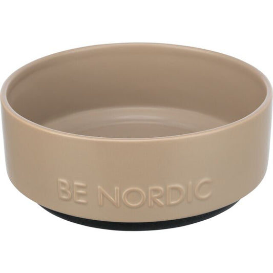BE NORDIC Ceramic/Rubber Dog Bowl 1.2lt/18cm. taupe