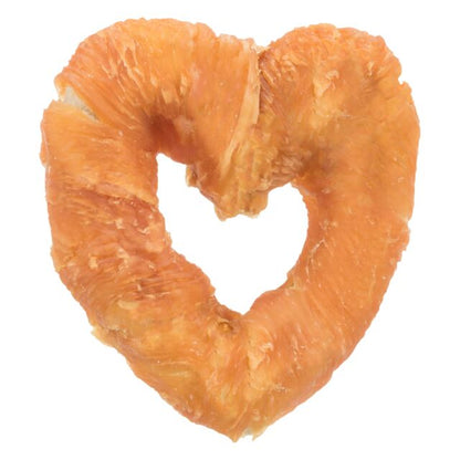 Trixie Dog Treat Denta Fun Chicken Heart Rawhide wrapped in Chicken Meat. S/M/L