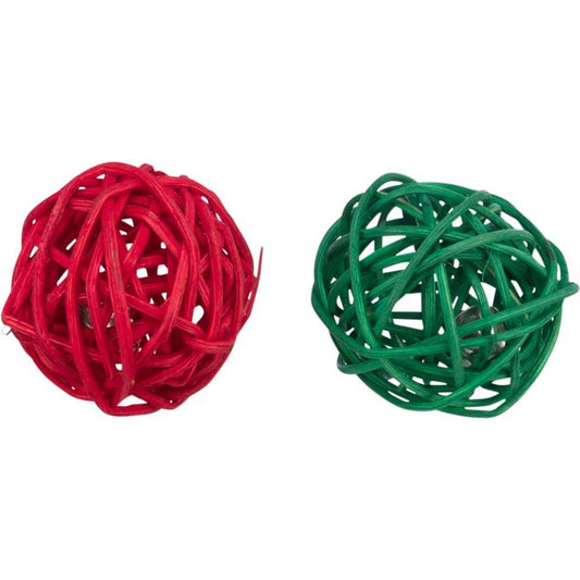 Trixie Set (2) Rattan Balls small animal Toy