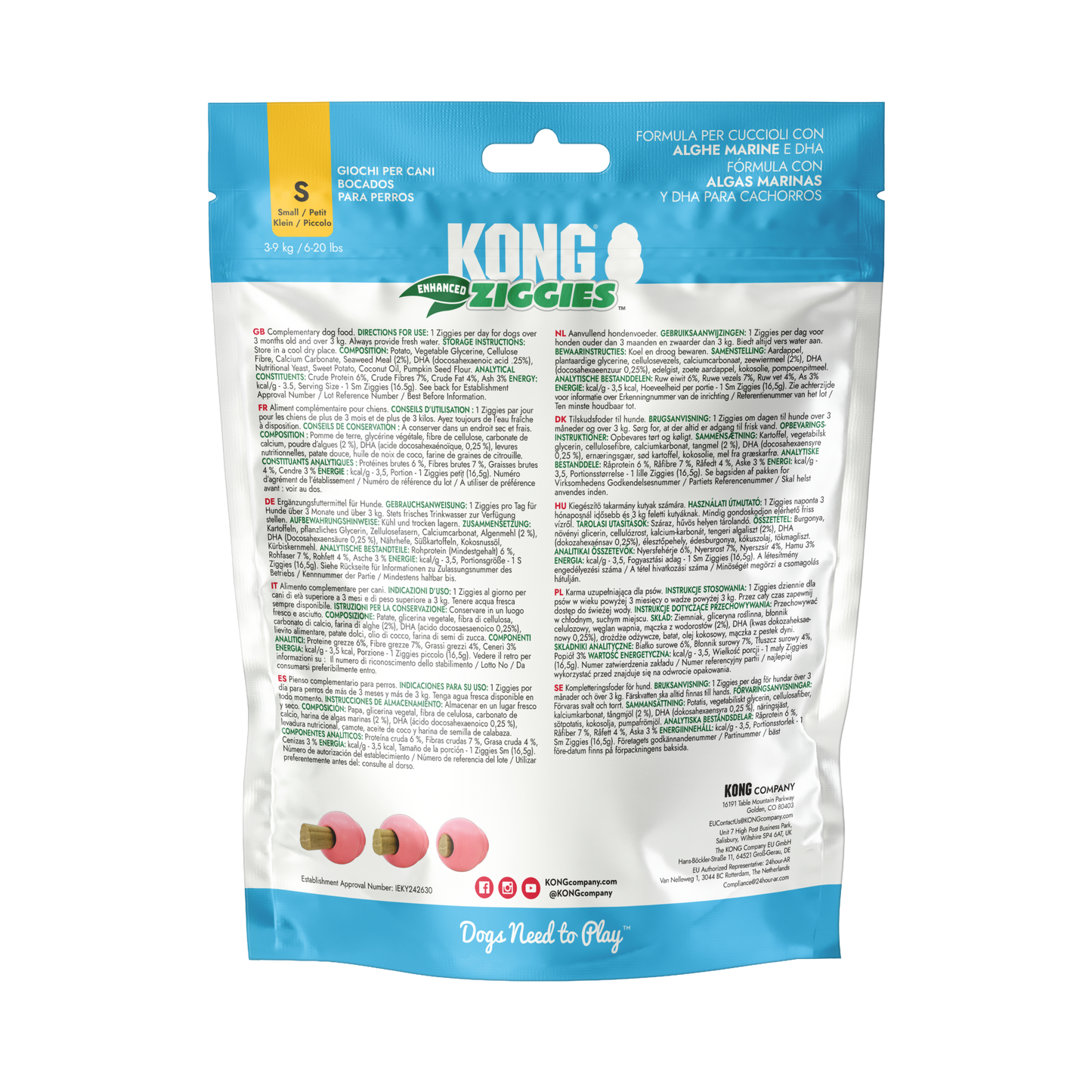 KONG Ziggies Enhanced Puppy Dog Treats – Small – 198g