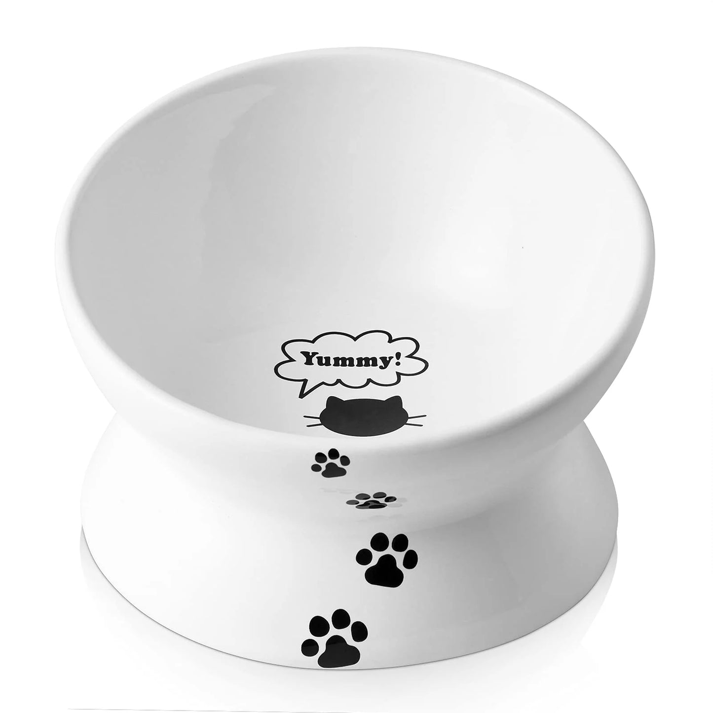 YHY Tilted Elevated Cat Bowl in White