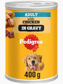 Pedigree Chum Adult with Chicken in Gravy canned Dog Food 400g.