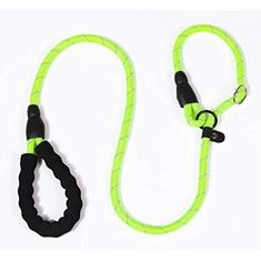 CLEARANCE - 1.8m. L Dog Lead & Collar with P Chain Padded Handle & Reflective Threads Yellow