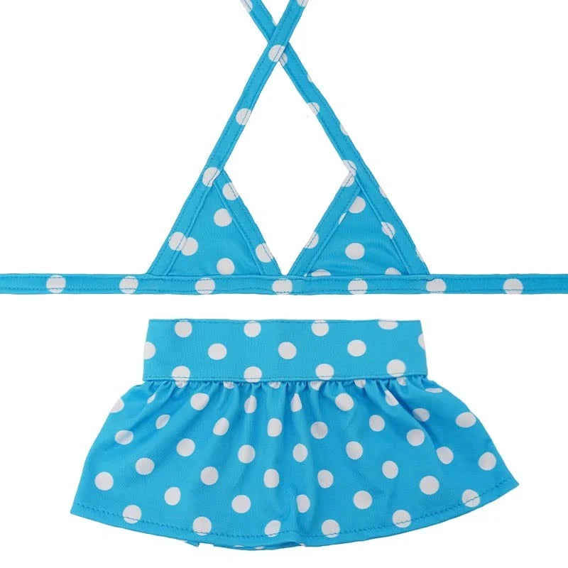 CLEARANCE - 2 piece Dog Bikini blue polka dot S