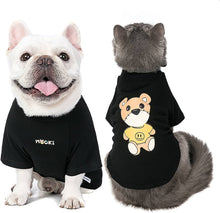 CLEARANCE - MookiPet  Short Sleeve Black Cotton T Shirt with Bear