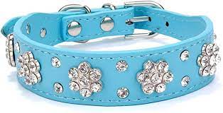 CLEARANCE - Decorative Rhinestone Dog Collar S Blue