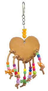 Sky Pets Leather Heart Bird Toy 20x8cm.