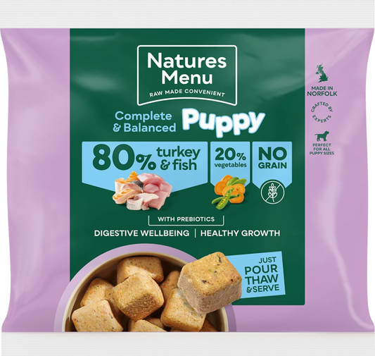 *FROZEN Natures Menu Complete & Balanced Turkey & Fish Puppy Food