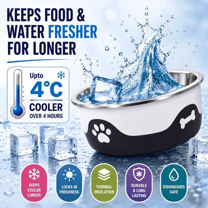 ThermaCool Dog Bowl - Espresso. Small - 240ml (L 12.5cm X W 12.5cm x H 3.50cm)