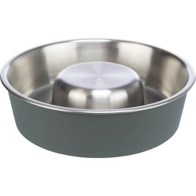 Trixie Slow Feeding Stainless Steel Dog Bowl 1l/21cm. colours vary