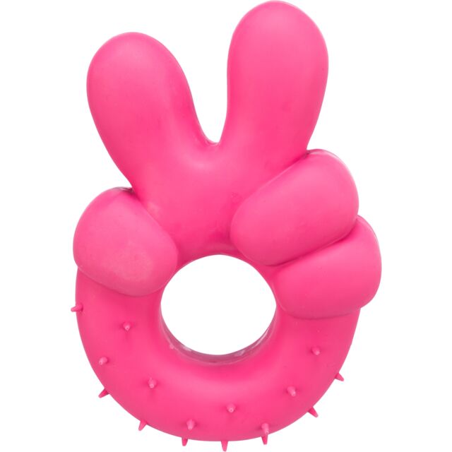 Trixie Peace Hand Sign Dog Toy latex with sound 14cm.