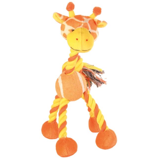 Trixie Giraffe with Tennis Ball and Rope Dog Toy 28cm.