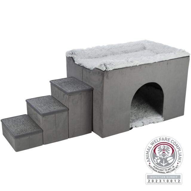 Trixie Harvey Cave with Steps Dog Bed