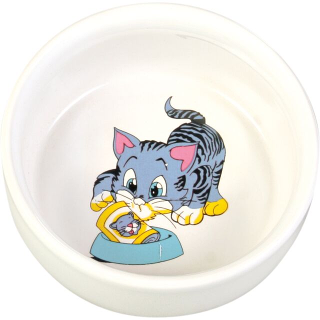 Trixie Cat Bowl Comic Cat with Bowl