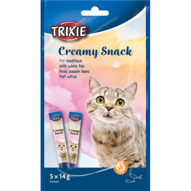 Trixie Creamy Snack White Fish Cat Treats 5x14g.