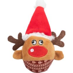 Trixie Christmas Reindeer Rattle Ball Dog Toy 6x12cm. plush