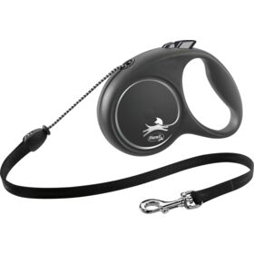 flexi BLACK DESIGN Cord Leash M 5m. 20kg. Dog Lead Black