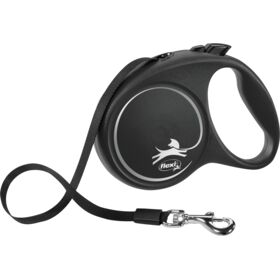 flexi BLACK DESIGN tape leash M 5m. 25kg. Dog Lead Black