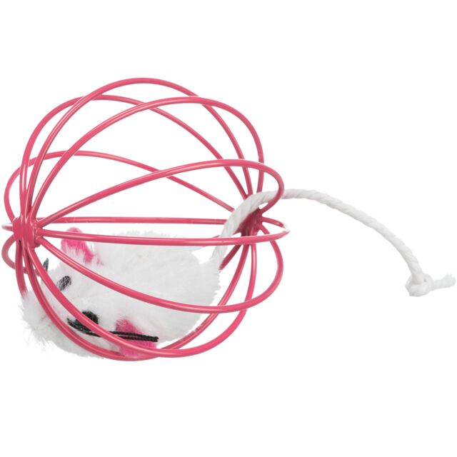 Trixie Plush Mouse in a Wire Ball Cat Toy 6cm.