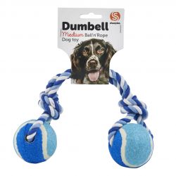 Ruff'n'Tumble Tennis Ball and Rope Dumbell Dog Toy 30.4cm.