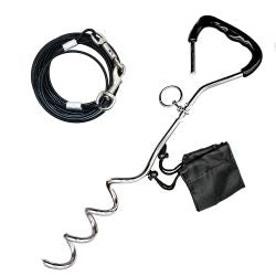 Pet Gear Tie Out Cable & Steak Set for Dogs. Consists of 1 Tie Out Stake measuring 46cm,  And 1 Tie Out Cable measuring 6mtrs.