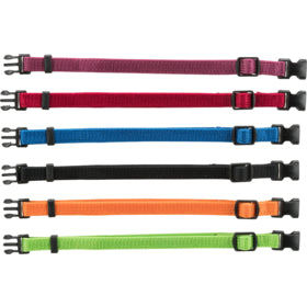 Trixie Junior Set of Puppy Collars S-M 17-25cm/10mm. (6) black, red, royal blue, apple, papaya, orchid